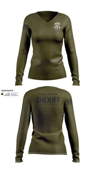 Womens Long Sleeve Vneck Shirt, Uintah County Sheriffs Office, Police, Teamtime, Team time, sublimation, custom sports apparel, team uniforms, spirit wear, spiritwear, sports uniforms, custom shirts, team store, custom team store, fundraiser sports, apparel fundraiser