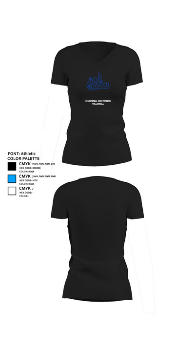 R-S Central Hilltoppers Volleyball 15542633 Women's Short Sleeve V-neck Shirt - 8