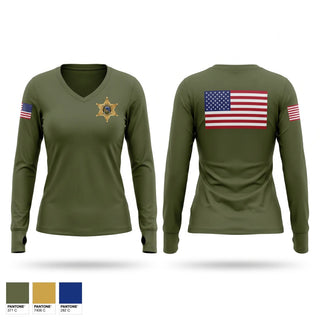 Womens Long Sleeve Vneck Shirt, Del Norte County Sheriff's Office, Police, Teamtime, Team time, sublimation, custom sports apparel, team uniforms, spirit wear, spiritwear, sports uniforms, custom shirts, team store, custom team store, fundraiser sports, apparel fundraiser