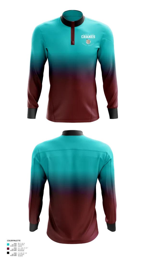 Quarter Zip Jacket, Gladys Jung Cranes Cross Country, Cross Country, Teamtime, Team time, sublimation, custom sports apparel, team uniforms, spirit wear, spiritwear, sports uniforms, custom shirts, team store, custom team store, fundraiser sports, apparel fundraiser