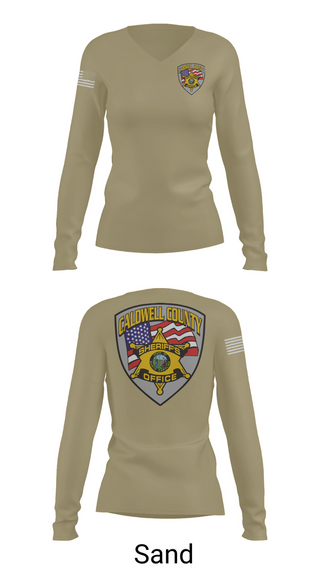 Womens Long Sleeve Vneck Shirt, Caldwell County Sheriff's Office, , Teamtime, Team time, sublimation, custom sports apparel, team uniforms, spirit wear, spiritwear, sports uniforms, custom shirts, team store, custom team store, fundraiser sports, apparel fundraiser