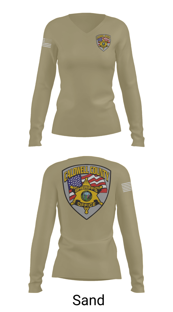 Womens Long Sleeve Vneck Shirt, Caldwell County Sheriff's Office, , Teamtime, Team time, sublimation, custom sports apparel, team uniforms, spirit wear, spiritwear, sports uniforms, custom shirts, team store, custom team store, fundraiser sports, apparel fundraiser