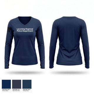 Womens Long Sleeve Vneck Shirt, Lycoming Regional Police Department, Police, Teamtime, Team time, sublimation, custom sports apparel, team uniforms, spirit wear, spiritwear, sports uniforms, custom shirts, team store, custom team store, fundraiser sports, apparel fundraiser