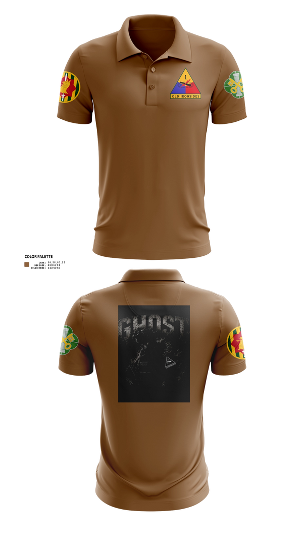 Short Sleeve Performance Polo, 2ND PLT Ghosts, Army, Teamtime, Team time, sublimation, custom sports apparel, team uniforms, spirit wear, spiritwear, sports uniforms, custom shirts, team store, custom team store, fundraiser sports, apparel fundraiser