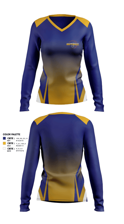 Fluvanna Middle School Softball 32439267 Women's Long Sleeve V-neck Shirt - 4