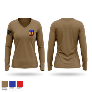 Womens Long Sleeve Vneck Shirt, 2/254 RTI, Army, Teamtime, Team time, sublimation, custom sports apparel, team uniforms, spirit wear, spiritwear, sports uniforms, custom shirts, team store, custom team store, fundraiser sports, apparel fundraiser