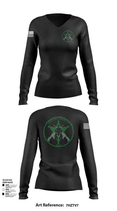CEDAR COUNTY SRT 26939757 Women's Long Sleeve V-neck Shirt - 3