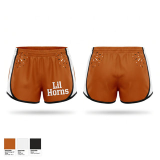 Womens Shorts, Lil’ Horns, Softball, Teamtime, Team time, sublimation, custom sports apparel, team uniforms, spirit wear, spiritwear, sports uniforms, custom shirts, team store, custom team store, fundraiser sports, apparel fundraiser