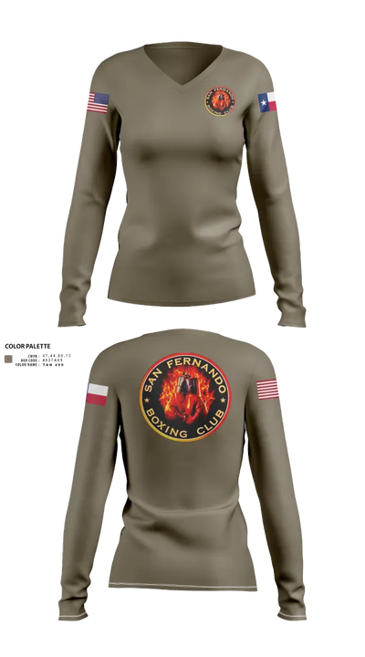 San Fernando Boxing Club 92427997 Women's Long Sleeve V-neck Shirt - 52