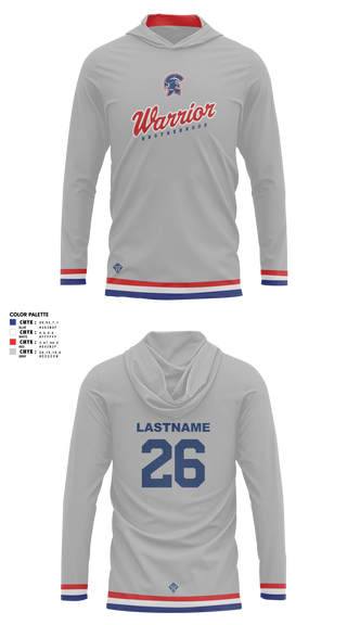 Long Sleeve hooded sunshirt, Mountain Range HS Flag Football, Women's Soccer, Teamtime, Team time, sublimation, custom sports apparel, team uniforms, spirit wear, spiritwear, sports uniforms, custom shirts, team store, custom team store, fundraiser sports, apparel fundraiser