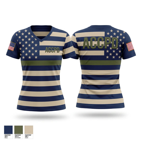 Womens Short Sleeve Vneck Shirt, ACCPD, Police, Teamtime, Team time, sublimation, custom sports apparel, team uniforms, spirit wear, spiritwear, sports uniforms, custom shirts, team store, custom team store, fundraiser sports, apparel fundraiser