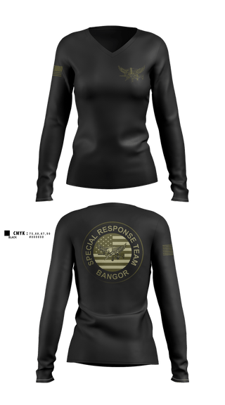 Womens Long Sleeve Vneck Shirt, Bangor PD SRT, Police, Teamtime, Team time, sublimation, custom sports apparel, team uniforms, spirit wear, spiritwear, sports uniforms, custom shirts, team store, custom team store, fundraiser sports, apparel fundraiser