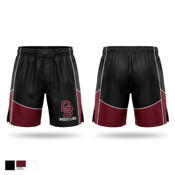 Fight Shorts, Don Bosco Ironmen Wrestling, Wrestling, Teamtime, Team time, sublimation, custom sports apparel, team uniforms, spirit wear, spiritwear, sports uniforms, custom shirts, team store, custom team store, fundraiser sports, apparel fundraiser