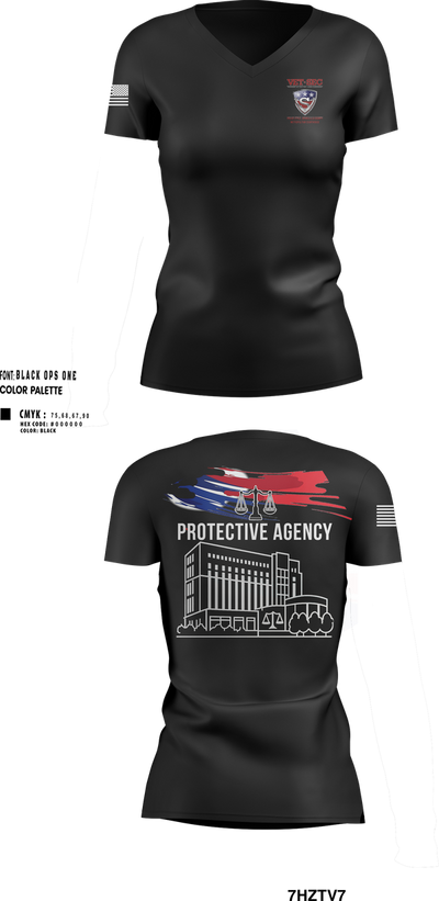 Vet-Sec Protective agency 68125060 Women's Short Sleeve V-neck Shirt - 100