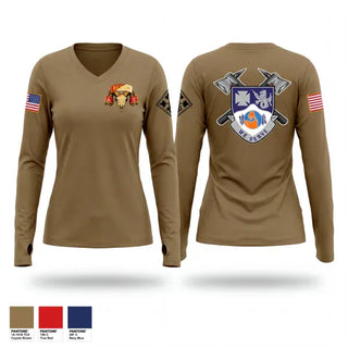 Womens Long Sleeve Vneck Shirt, BLACKSHEEP 2-23, Army, Teamtime, Team time, sublimation, custom sports apparel, team uniforms, spirit wear, spiritwear, sports uniforms, custom shirts, team store, custom team store, fundraiser sports, apparel fundraiser