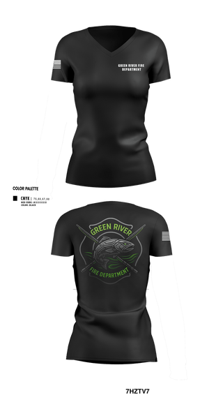 Womens Short Sleeve Vneck Shirt, Green River Fire Department, Fire Department, Teamtime, Team time, sublimation, custom sports apparel, team uniforms, spirit wear, spiritwear, sports uniforms, custom shirts, team store, custom team store, fundraiser sports, apparel fundraiser