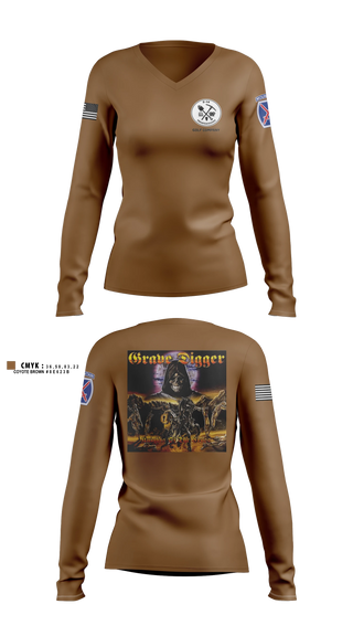 Womens Long Sleeve Vneck Shirt, Grave digger, Army, Teamtime, Team time, sublimation, custom sports apparel, team uniforms, spirit wear, spiritwear, sports uniforms, custom shirts, team store, custom team store, fundraiser sports, apparel fundraiser