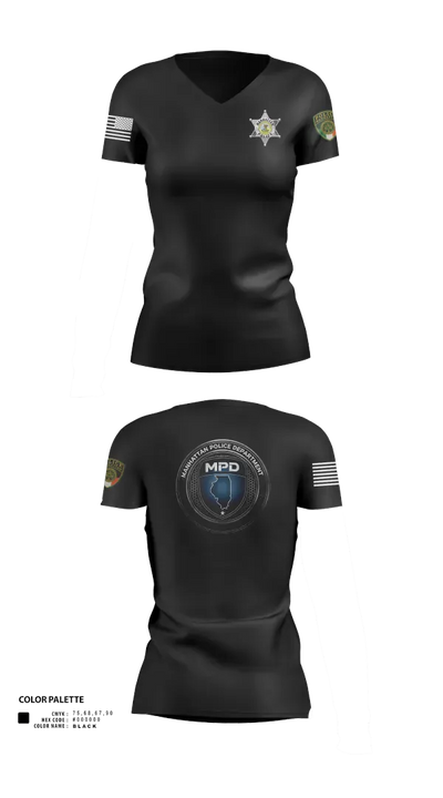 Manhattan Police Department 19421208 Women's Short Sleeve V-neck Shirt - 150