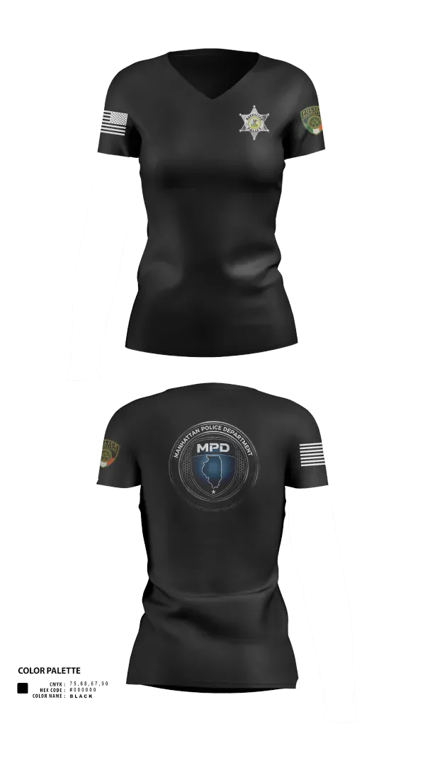 Womens Short Sleeve Vneck Shirt, Manhattan Police Department, Police, Teamtime, Team time, sublimation, custom sports apparel, team uniforms, spirit wear, spiritwear, sports uniforms, custom shirts, team store, custom team store, fundraiser sports, apparel fundraiser