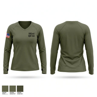 Womens Long Sleeve Vneck Shirt, 883rd QM CO, Army, Teamtime, Team time, sublimation, custom sports apparel, team uniforms, spirit wear, spiritwear, sports uniforms, custom shirts, team store, custom team store, fundraiser sports, apparel fundraiser