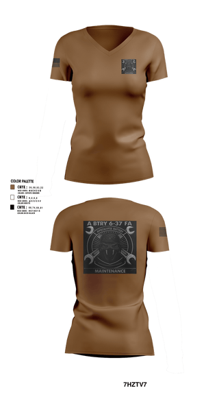 Womens Short Sleeve Vneck Shirt, 6-37 FAR, Army, Teamtime, Team time, sublimation, custom sports apparel, team uniforms, spirit wear, spiritwear, sports uniforms, custom shirts, team store, custom team store, fundraiser sports, apparel fundraiser