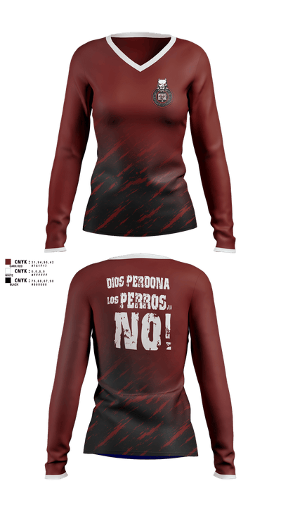 PERROS DEL MAL 12454683 Women's Long Sleeve V-neck Shirt - 1