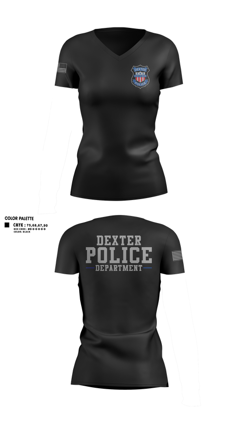 Womens Short Sleeve Vneck Shirt, Dexter Police Department, Police, Teamtime, Team time, sublimation, custom sports apparel, team uniforms, spirit wear, spiritwear, sports uniforms, custom shirts, team store, custom team store, fundraiser sports, apparel fundraiser