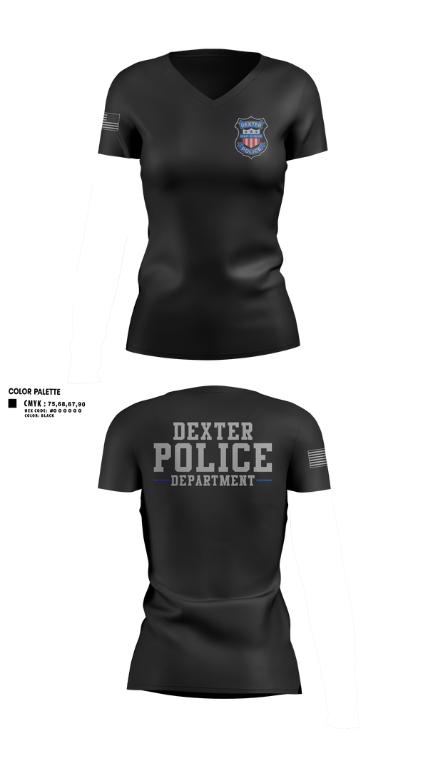 Womens Short Sleeve Vneck Shirt, Dexter Police Department, Police, Teamtime, Team time, sublimation, custom sports apparel, team uniforms, spirit wear, spiritwear, sports uniforms, custom shirts, team store, custom team store, fundraiser sports, apparel fundraiser