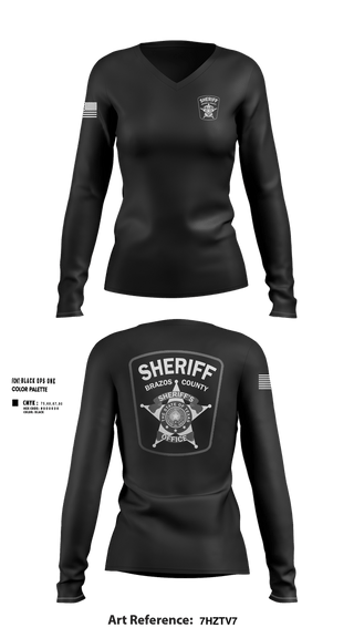 Womens Long Sleeve Vneck Shirt, Brazos county sheriffs office, Police, Teamtime, Team time, sublimation, custom sports apparel, team uniforms, spirit wear, spiritwear, sports uniforms, custom shirts, team store, custom team store, fundraiser sports, apparel fundraiser