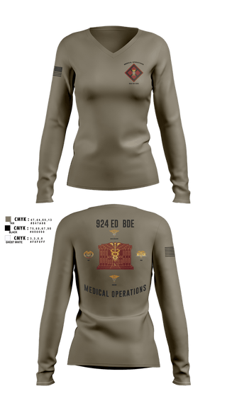 Womens Long Sleeve Vneck Shirt, 926 EN BDE, Army, Teamtime, Team time, sublimation, custom sports apparel, team uniforms, spirit wear, spiritwear, sports uniforms, custom shirts, team store, custom team store, fundraiser sports, apparel fundraiser