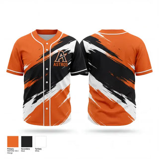 Full Button Baseball Jersey, Astros, Baseball, Teamtime, Team time, sublimation, custom sports apparel, team uniforms, spirit wear, spiritwear, sports uniforms, custom shirts, team store, custom team store, fundraiser sports, apparel fundraiser