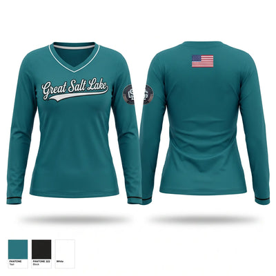 Great Salt Lake Baseball Women's Long Sleeve V-neck Shirt - 1