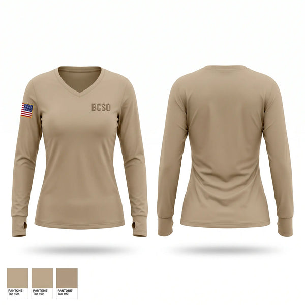 Womens Long Sleeve Vneck Shirt, BCSO, Police, Teamtime, Team time, sublimation, custom sports apparel, team uniforms, spirit wear, spiritwear, sports uniforms, custom shirts, team store, custom team store, fundraiser sports, apparel fundraiser