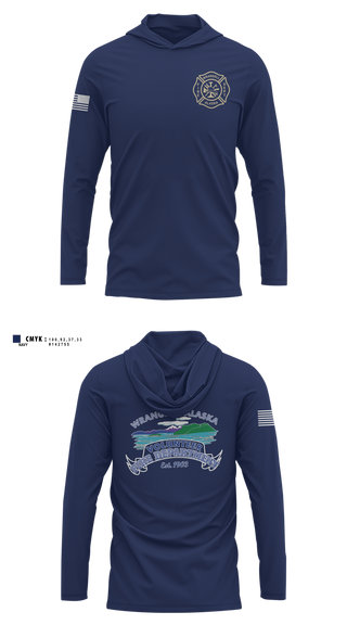 Long Sleeve Performance Shirt with hood, Wrangell Volunteer Fire Department, Fire Department, Teamtime, Team time, sublimation, custom sports apparel, team uniforms, spirit wear, spiritwear, sports uniforms, custom shirts, team store, custom team store, fundraiser sports, apparel fundraiser