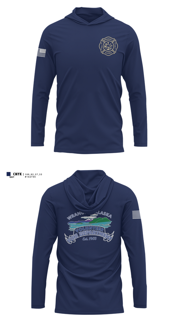 Long Sleeve Performance Shirt with hood, Wrangell Volunteer Fire Department, Fire Department, Teamtime, Team time, sublimation, custom sports apparel, team uniforms, spirit wear, spiritwear, sports uniforms, custom shirts, team store, custom team store, fundraiser sports, apparel fundraiser