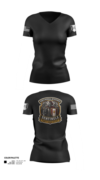 Womens Short Sleeve Vneck Shirt, 528th MED DET COSC, Army, Teamtime, Team time, sublimation, custom sports apparel, team uniforms, spirit wear, spiritwear, sports uniforms, custom shirts, team store, custom team store, fundraiser sports, apparel fundraiser