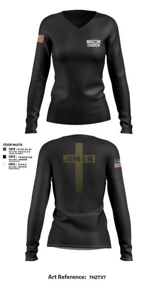 Womens Long Sleeve Vneck Shirt, Warzone Church, , Teamtime, Team time, sublimation, custom sports apparel, team uniforms, spirit wear, spiritwear, sports uniforms, custom shirts, team store, custom team store, fundraiser sports, apparel fundraiser