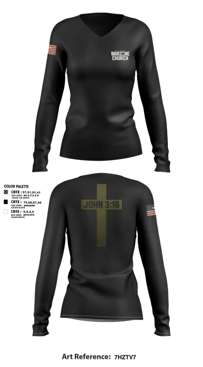 Warzone Church 33151394 Women's Long Sleeve V-neck Shirt - 3