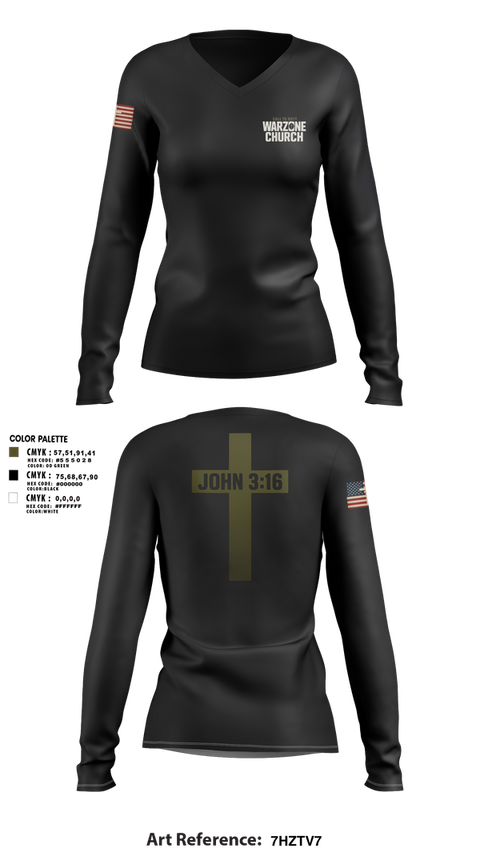 Womens Long Sleeve Vneck Shirt, Warzone Church, , Teamtime, Team time, sublimation, custom sports apparel, team uniforms, spirit wear, spiritwear, sports uniforms, custom shirts, team store, custom team store, fundraiser sports, apparel fundraiser