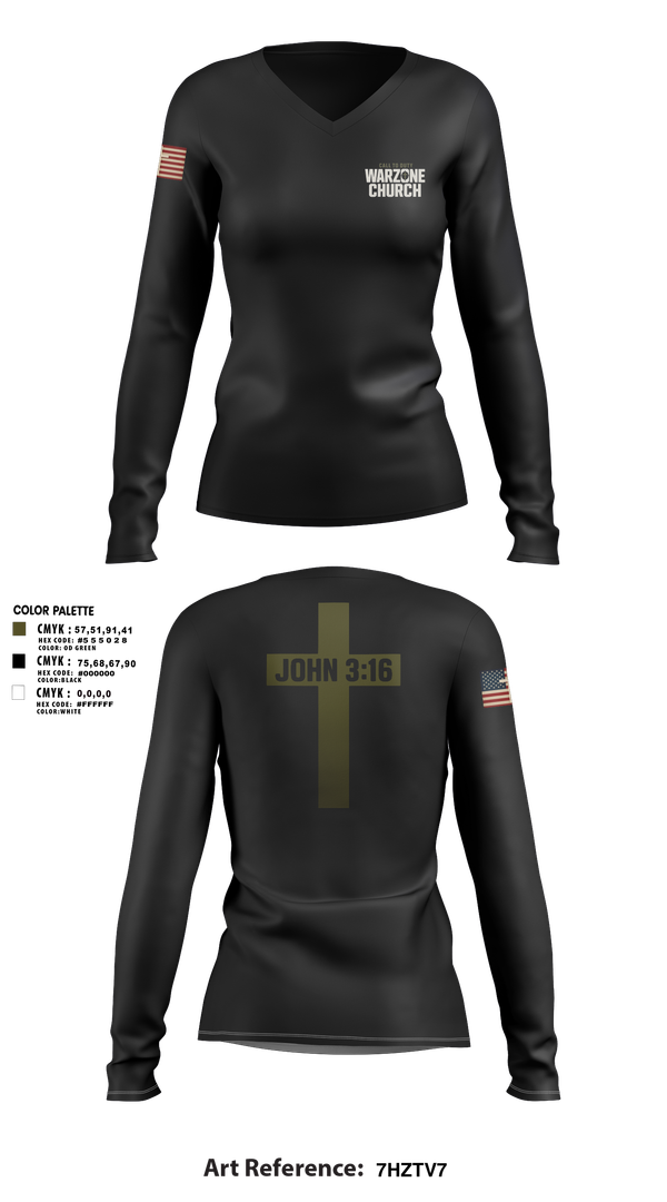 Womens Long Sleeve Vneck Shirt, Warzone Church, , Teamtime, Team time, sublimation, custom sports apparel, team uniforms, spirit wear, spiritwear, sports uniforms, custom shirts, team store, custom team store, fundraiser sports, apparel fundraiser