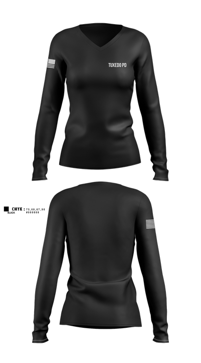 TUXEDO PD 96316402 Women's Long Sleeve V-neck Shirt - 100