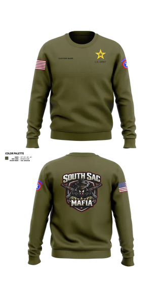 Crew Neck Sweatshirt, SAC SOUTH, Army, Teamtime, Team time, sublimation, custom sports apparel, team uniforms, spirit wear, spiritwear, sports uniforms, custom shirts, team store, custom team store, fundraiser sports, apparel fundraiser