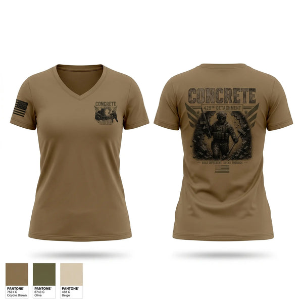 Womens Short Sleeve Vneck Shirt, 429 Concrete Detachment, National Guard, Teamtime, Team time, sublimation, custom sports apparel, team uniforms, spirit wear, spiritwear, sports uniforms, custom shirts, team store, custom team store, fundraiser sports, apparel fundraiser