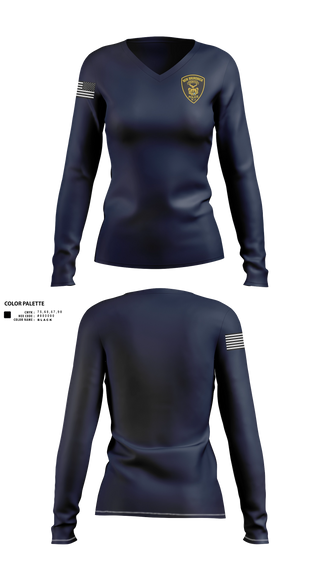 Womens Long Sleeve Vneck Shirt, New Brunswick Police Department, Police, Teamtime, Team time, sublimation, custom sports apparel, team uniforms, spirit wear, spiritwear, sports uniforms, custom shirts, team store, custom team store, fundraiser sports, apparel fundraiser