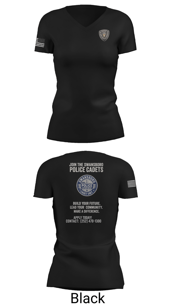 Womens Short Sleeve Vneck Shirt, Swansboro police cadets, Police, Teamtime, Team time, sublimation, custom sports apparel, team uniforms, spirit wear, spiritwear, sports uniforms, custom shirts, team store, custom team store, fundraiser sports, apparel fundraiser