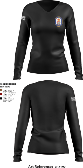 Womens Long Sleeve Vneck Shirt, USS CHOSIN, , Teamtime, Team time, sublimation, custom sports apparel, team uniforms, spirit wear, spiritwear, sports uniforms, custom shirts, team store, custom team store, fundraiser sports, apparel fundraiser