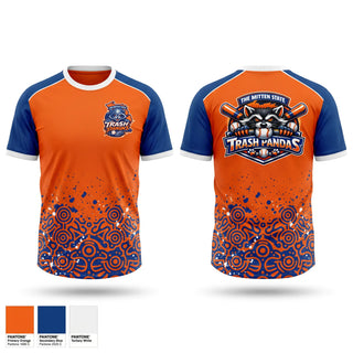 Soft Poly Tee Cotton Like Feel, The Mitten State Trash Pandas, Baseball, Teamtime, Team time, sublimation, custom sports apparel, team uniforms, spirit wear, spiritwear, sports uniforms, custom shirts, team store, custom team store, fundraiser sports, apparel fundraiser