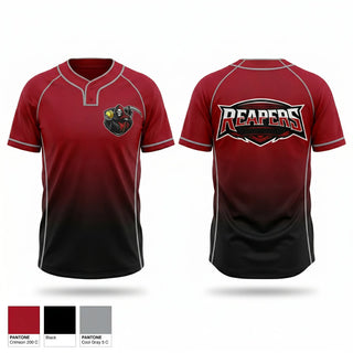 Two Button Softball Jersey, Oklahoma Reapers, Softball, Teamtime, Team time, sublimation, custom sports apparel, team uniforms, spirit wear, spiritwear, sports uniforms, custom shirts, team store, custom team store, fundraiser sports, apparel fundraiser