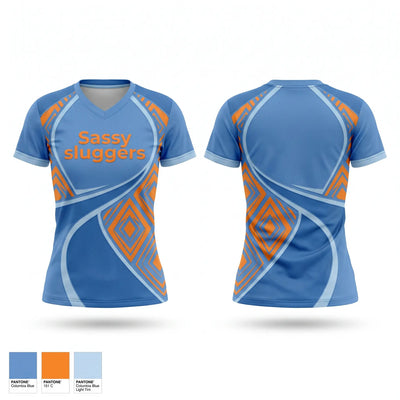 Sassy sluggers Women's Short Sleeve V-neck Shirt - 1