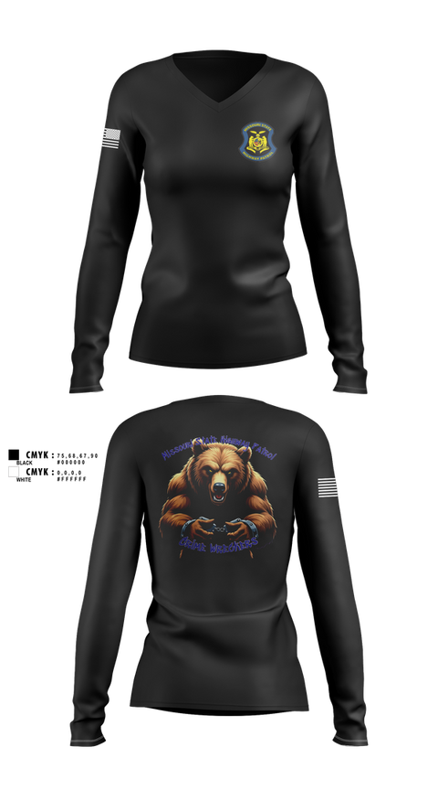 Womens Long Sleeve Vneck Shirt, Troop A Crime Wreckers, , Teamtime, Team time, sublimation, custom sports apparel, team uniforms, spirit wear, spiritwear, sports uniforms, custom shirts, team store, custom team store, fundraiser sports, apparel fundraiser